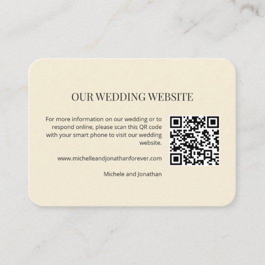 Modern Minimal Wedding Website QR Code Insert Card (Vorderseite)