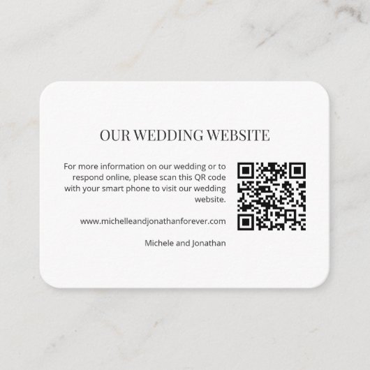Modern Minimal Wedding Website QR Code Insert Card (Vorderseite)