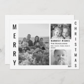 Modern Minimal Weihnachten 3 Foto Schwarz & Weiß (Vorne/Hinten)