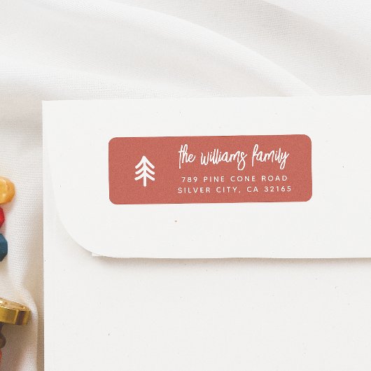 Modern Minimal Weihnachtsbaum Familienname Rot