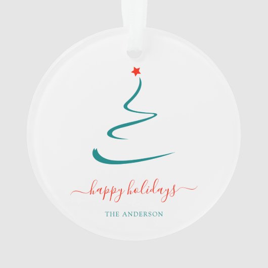 Modern Minimal Weihnachtsbaum Red Star Einfach Ornament (Rückseite)