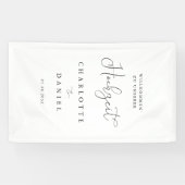 Modern, minimal, weißer "Willkommen" Hochzeit Banner (Horizontal)