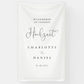Modern, minimal, weißer "Willkommen" Hochzeit Banner (Vertikal)