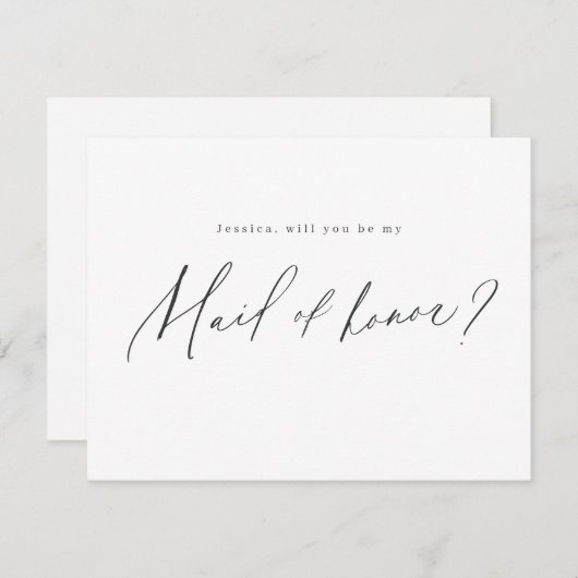 Modern minimal werden Sie meine Trauzeugin schreib Einladung (Vorne/Hinten)