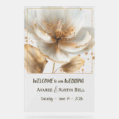 Modern Minimal White and Gold Poppy Acrylic Sign Acrylschild (Vorderseite)