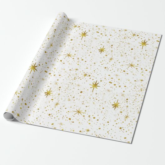 Modern & Minimal White / Gold Weihnachtsstar Geschenkpapier (Ungerollt)
