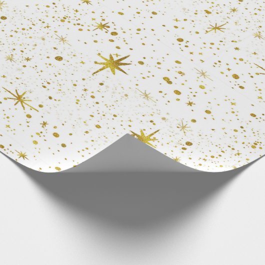 Modern & Minimal White / Gold Weihnachtsstar Geschenkpapier (Ecke)