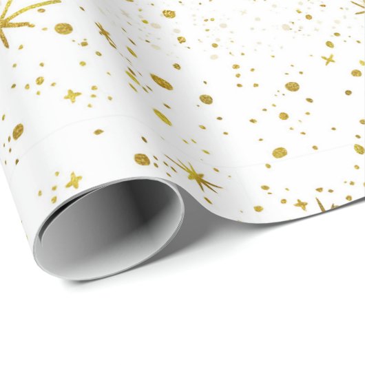 Modern & Minimal White / Gold Weihnachtsstar Geschenkpapier (Rolleneckpunkt)