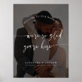 Modern Minimal White Script Wedding Photo Sign Poster (Vorne)