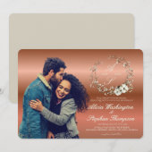 Modern Minimal Winter Floral Wedding Einladung (Vorne/Hinten)