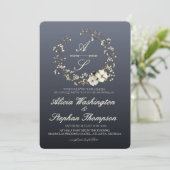 Modern Minimal Winter Floral Wedding Einladung (Stehend Vorderseite)