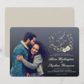 Modern Minimal Winter Floral Wedding Einladung (Vorne/Hinten)