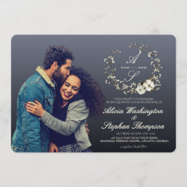 Modern Minimal Winter Floral Wedding Einladung