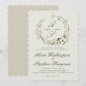 Modern Minimal Winter Floral Wedding Einladung (Vorne/Hinten)