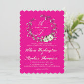 Modern Minimal Winter Floral Wedding Einladung (Stehend Vorderseite)