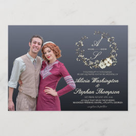 Modern Minimal Winter Floral Wedding Einladung