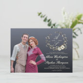 Modern Minimal Winter Floral Wedding Einladung (Stehend Vorderseite)