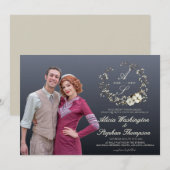 Modern Minimal Winter Floral Wedding Einladung (Vorne/Hinten)