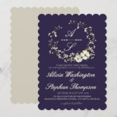 Modern Minimal Winter Floral Wedding Einladung (Vorne/Hinten)