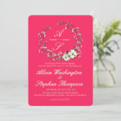 Modern Minimal Winter Floral Wedding Einladung (Stehend Vorderseite)