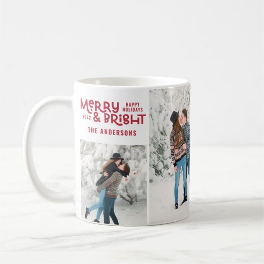 Modern minimale 5 Foto Weihnachts-elegante Drehbuc Kaffeetasse (Links)