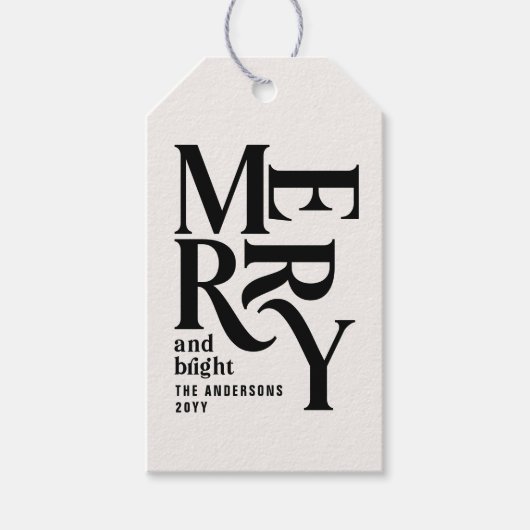 Modern minimale creme schwarz Weihnachten Geschenkanhänger (Vorderseite)