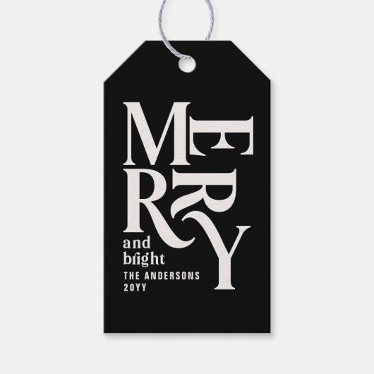 Modern minimale creme schwarz Weihnachten Geschenkanhänger (Vorderseite)