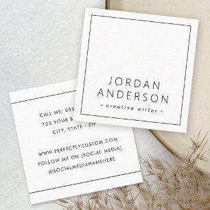 Modern minimale dünne Ränder weiß oder in einer be Quadratische Visitenkarte