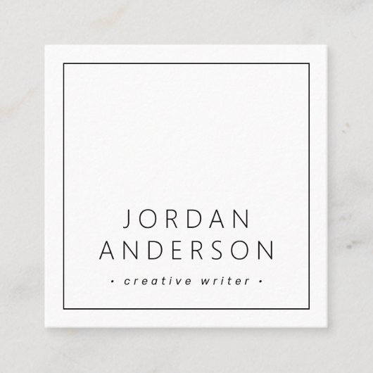 Modern minimale dünne Ränder weiß oder in einer be Quadratische Visitenkarte (Vorderseite)