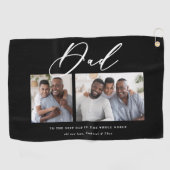 Modern minimale Multi-Foto-Skript Papa-Geschenk Go Golfhandtuch (Horizontal)
