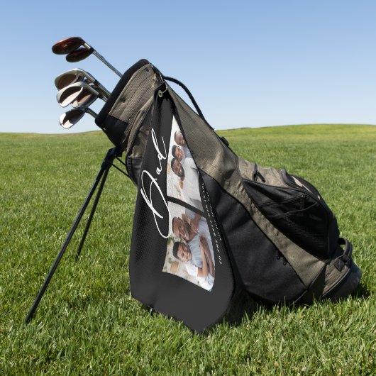 Modern minimale Multi-Foto-Skript Papa-Geschenk Go Golfhandtuch (Gras)