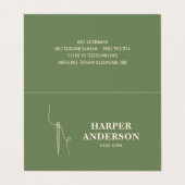 Modern minimale Nähnadel-Logo auf der grünen Seite Visitenkarten (Außenseite Aufgefaltet)