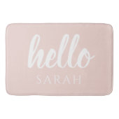 Modern minimale Pastel Pink Hallo und Sie nennen Badematte (Vorderseite)