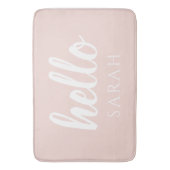 Modern minimale Pastel Pink Hallo und Sie nennen Badematte (Vorderseite Vertikal)
