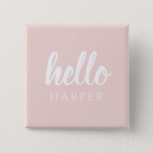 Modern minimale Pastel Pink Hallo und Sie nennen Button