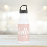 Modern minimale Pastel Pink Hallo und Sie nennen Edelstahlflasche<br><div class="desc">Modern minimale Pastel Pink Hallo und Sie nennen</div>