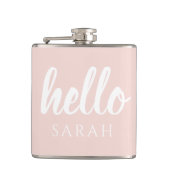 Modern minimale Pastel Pink Hallo und Sie nennen Flachmann (Vorderseite)