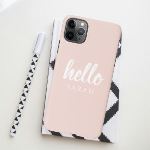 Modern minimale Pastel Pink Hallo und Sie nennen iPhone 11Pro Max Hülle
