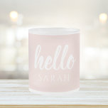 Modern minimale Pastel Pink Hallo und Sie nennen Mattglastasse<br><div class="desc">Modern minimale Pastel Pink Hallo und Sie nennen</div>