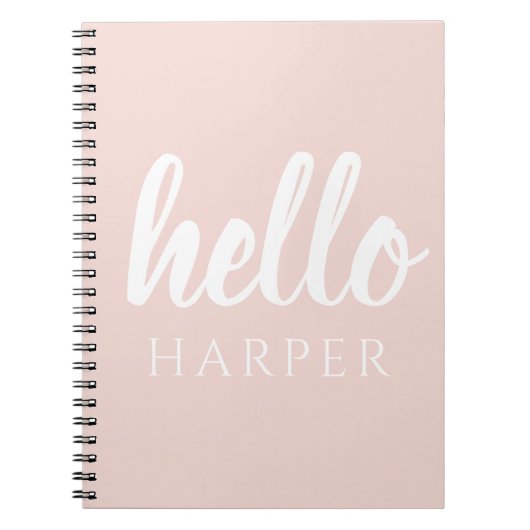 Modern minimale Pastel Pink Hallo und Sie nennen Notizblock (Vorderseite)