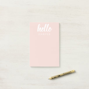 Modern minimale Pastel Pink Hallo und Sie nennen Post-it Klebezettel