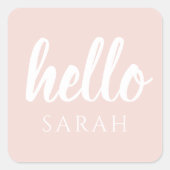 Modern minimale Pastel Pink Hallo und Sie nennen Quadratischer Aufkleber (Vorderseite)