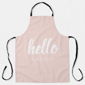 Modern minimale Pastel Pink Hallo und Sie nennen Schürze (Vorderseite)