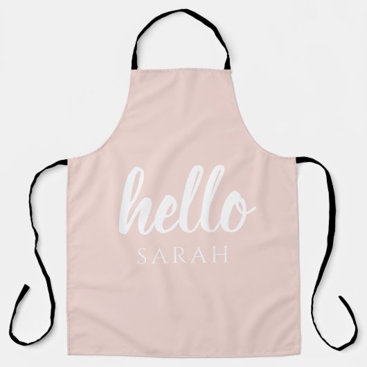 Modern minimale Pastel Pink Hallo und Sie nennen Schürze (Vorderseite)