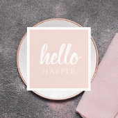 Modern minimale Pastel Pink Hallo und Sie nennen Serviette