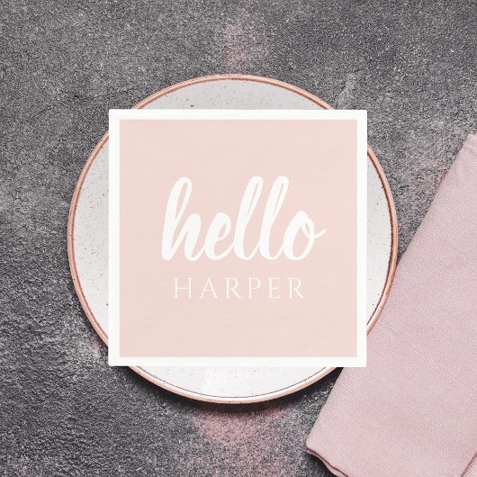 Modern minimale Pastel Pink Hallo und Sie nennen Serviette