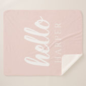 Modern minimale Pastel Pink Hallo und Sie nennen Sherpadecke (Vorderseite (Horizontal))