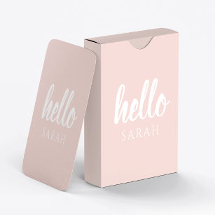 Modern minimale Pastel Pink Hallo und Sie nennen Spielkarten