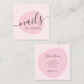 Modern minimale rosa Nägel Quadratische Visitenkarte (Vorne/Hinten)