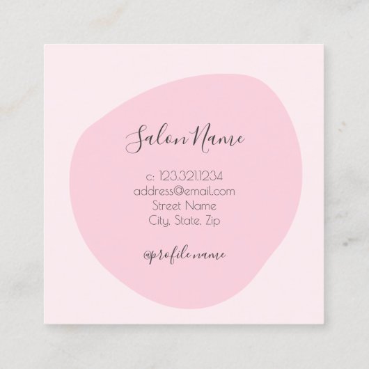 Modern minimale rosa Nägel Quadratische Visitenkarte (Rückseite)